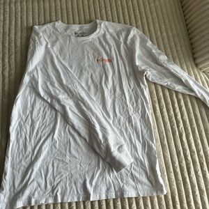 Columbia White Long Sleeve Shirt with Orange Logo